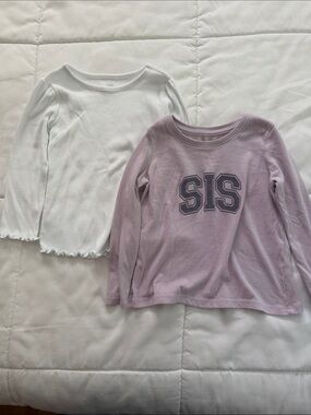 jumping beans Lavender 'SIS' Graphic Long-Sleeve Top with White Ruffle-Hem Tee